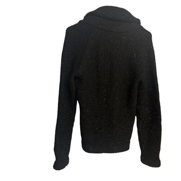 J. crew Handknit Lambswool Black Silver Blazer Style Hook and Loop Cardigan M - Picture 3 of 9